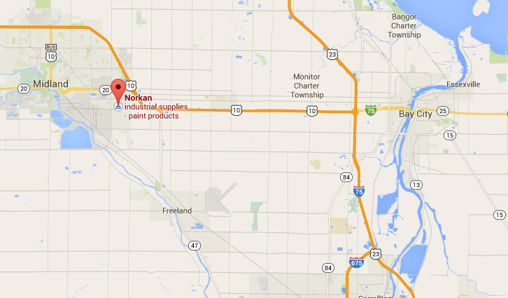 Map to Norkan Inc. in Midland, Michigan